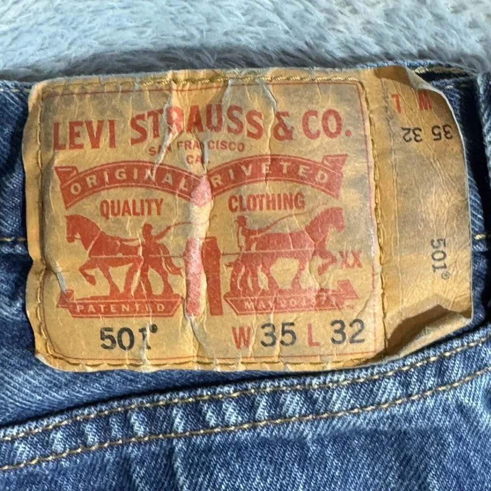 Levis 501 Jeans Mens 33x32 Blue Button Fly Straight Leg Denim Classic